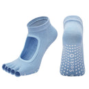 Women's Non Slip Yoga Socks Open Toe Five Finger Grip Socks Combed Cotton Pilates Dance Fitness Socks - Gray