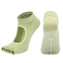 Women's Non Slip Yoga Socks Open Toe Five Finger Grip Socks Combed Cotton Pilates Dance Fitness Socks - Gray