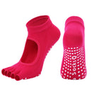 Women's Non Slip Yoga Socks Open Toe Five Finger Grip Socks Combed Cotton Pilates Dance Fitness Socks - Gray