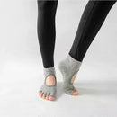 Women's Non Slip Yoga Socks Open Toe Five Finger Grip Socks Combed Cotton Pilates Dance Fitness Socks - Gray