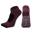 Women's Non Slip Yoga Socks Open Toe Five Finger Grip Socks Combed Cotton Pilates Dance Fitness Socks - Gray