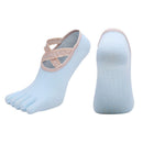 Women's Lace Trim Five Toe Yoga Socks Non Slip Grip Socks Pilates Dance Ballet Fitness Exercise Socks - Blue