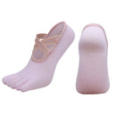 Women's Lace Trim Five Toe Yoga Socks Non Slip Grip Socks Pilates Dance Ballet Fitness Exercise Socks - Pink