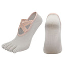 Women's Lace Trim Five Toe Yoga Socks Non Slip Grip Socks Pilates Dance Ballet Fitness Exercise Socks - Gray