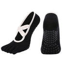 Women's Lace Trim Five Toe Yoga Socks Non Slip Grip Socks Pilates Dance Ballet Fitness Exercise Socks - Black