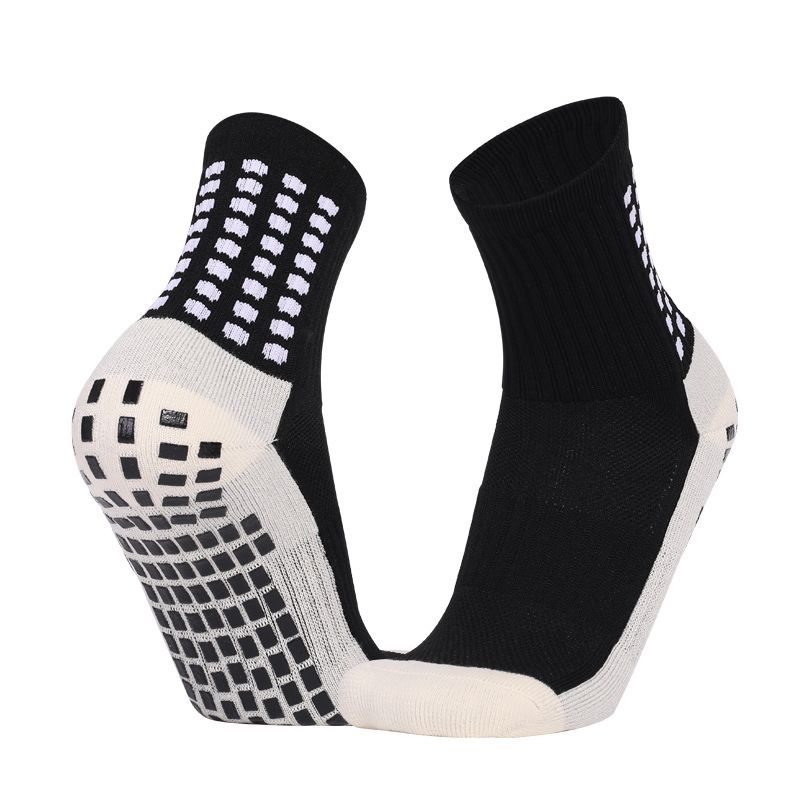 Non Slip Football Socks Grip Sports Socks Thick Towel Bottom Soccer Socks for Men Boys Adult Kids - Black L