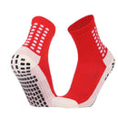 Non Slip Football Socks Grip Sports Socks Thick Towel Bottom Soccer Socks for Men Boys Adult Kids - Red L