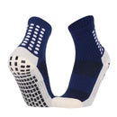 Non Slip Football Socks Grip Sports Socks Thick Towel Bottom Soccer Socks for Men Boys Adult Kids - Navy Blue L