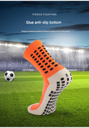 Non Slip Football Socks Grip Sports Socks Thick Towel Bottom Soccer Socks for Men Boys Adult Kids - Orange L