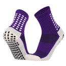 Non Slip Football Socks Grip Sports Socks Thick Towel Bottom Soccer Socks for Men Boys Adult Kids - Purple S