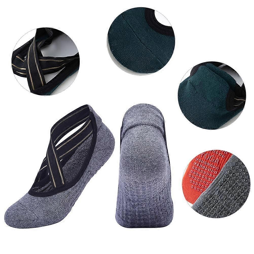 Women's Grip Yoga Socks Non Slip Pilates Socks Combed Cotton Ballet Dance Fitness Exercise Socks One Size 35-40