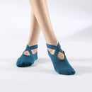Women's Cotton Non Slip Yoga Socks Grip Pilates Socks Terry Bottom Fitness Dance Workout Socks - Blue