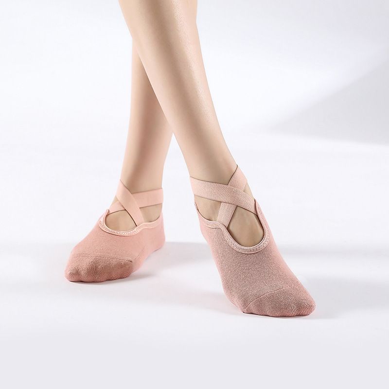Women's Cotton Non Slip Yoga Socks Grip Pilates Socks Terry Bottom Fitness Dance Workout Socks - Pink