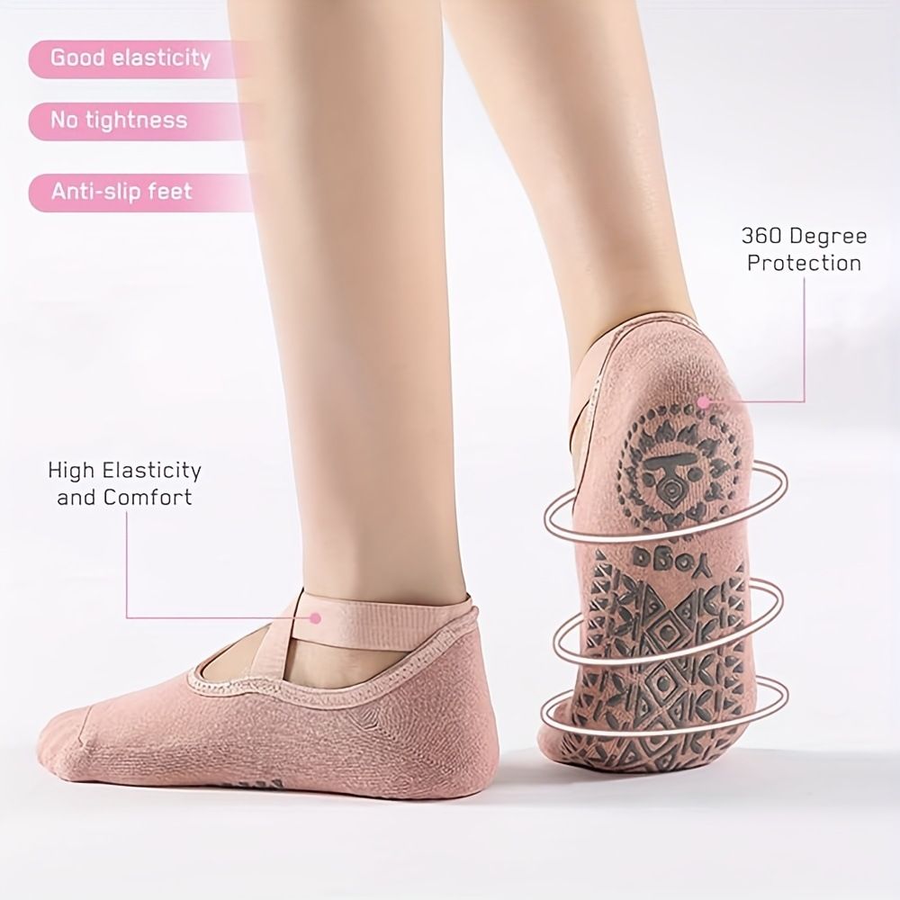 Women's Cotton Non Slip Yoga Socks Grip Pilates Socks Terry Bottom Fitness Dance Workout Socks - Dark Gray