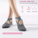 Women's Cotton Non Slip Yoga Socks Grip Pilates Socks Terry Bottom Fitness Dance Workout Socks - Black