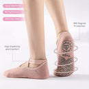 Women's Cotton Non Slip Yoga Socks Grip Pilates Socks Terry Bottom Fitness Dance Workout Socks - Black