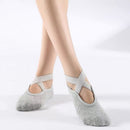 Women's Cotton Non Slip Yoga Socks Grip Pilates Socks Terry Bottom Fitness Dance Workout Socks - Gray