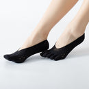 Women's Invisible Five Toe Sports Socks Low Cut Non Slip No Show Socks Ultra Thin Yoga Fitness Workout Socks Black