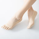 Women's Invisible Five Toe Sports Socks Low Cut Non Slip No Show Socks Ultra Thin Yoga Fitness Workout Socks Skin Color