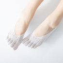 Women's Invisible Five Toe Sports Socks Low Cut Non Slip No Show Socks Ultra Thin Yoga Fitness Workout Socks White