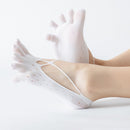 Women's Five Toe Strap Sports Socks Invisible Low Cut Non Slip Yoga Fitness Workout Socks White