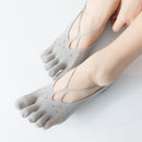 Women's Five Toe Strap Sports Socks Invisible Low Cut Non Slip Yoga Fitness Workout Socks Gray
