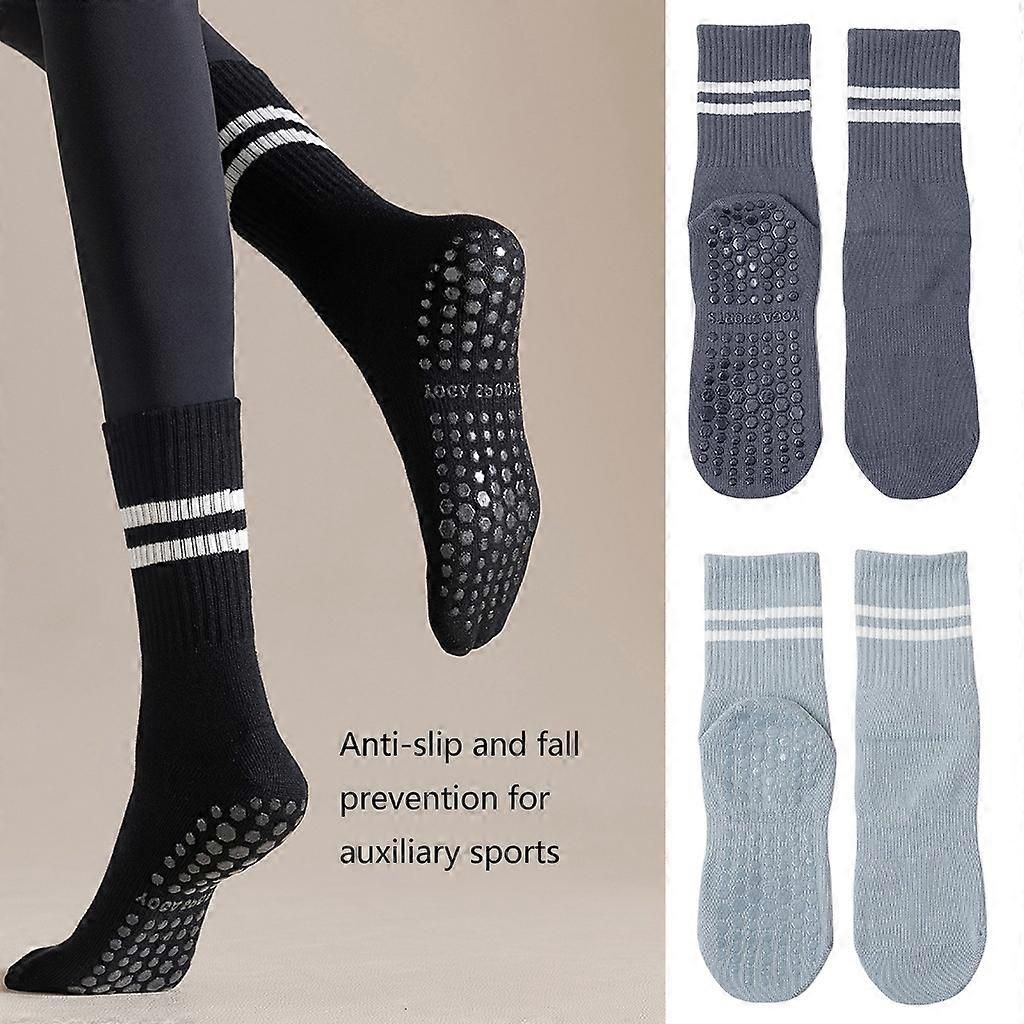 Women's Cotton Grip Yoga Socks Non Slip Pilates Socks Fitness Dance Workout Sports Socks Blue