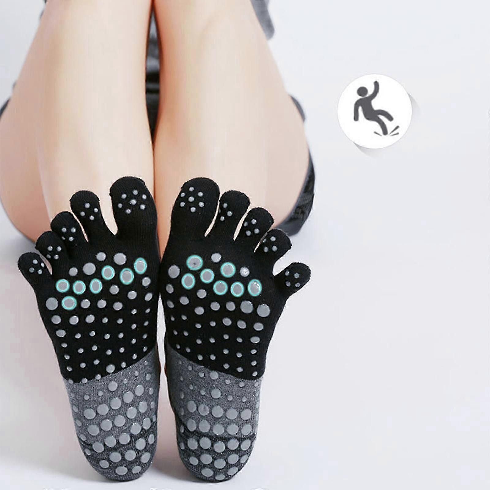 Women's Five Finger Toe Socks Non Slip Yoga Grip Socks Pilates Fitness Dance Sports Socks - Purple