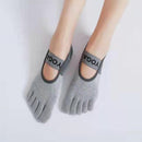 Women's Five Finger Toe Socks Non Slip Yoga Grip Socks Pilates Fitness Dance Sports Socks - Gray