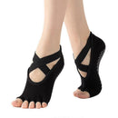 Women's Five Toe Yoga Socks Open Toe Non Slip Grip Socks Pilates Ballet Dance Fitness Exercise Socks Black