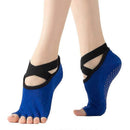 Women's Five Toe Yoga Socks Open Toe Non Slip Grip Socks Pilates Ballet Dance Fitness Exercise Socks Dark Blue