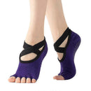 Women's Five Toe Yoga Socks Open Toe Non Slip Grip Socks Pilates Ballet Dance Fitness Exercise Socks Dark Purple