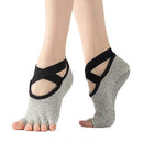 Women's Five Toe Yoga Socks Open Toe Non Slip Grip Socks Pilates Ballet Dance Fitness Exercise Socks Gray
