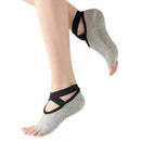 Women's Five Toe Yoga Socks Open Toe Non Slip Grip Socks Pilates Ballet Dance Fitness Exercise Socks Gray