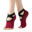 Women's Five Toe Yoga Socks Open Toe Non Slip Grip Socks Pilates Ballet Dance Fitness Exercise Socks Red