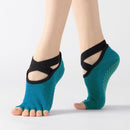 Women's Five Toe Yoga Socks Open Toe Non Slip Grip Socks Pilates Ballet Dance Fitness Exercise Socks Ink Blue