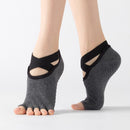 Women's Five Toe Yoga Socks Open Toe Non Slip Grip Socks Pilates Ballet Dance Fitness Exercise Socks Dark Gray