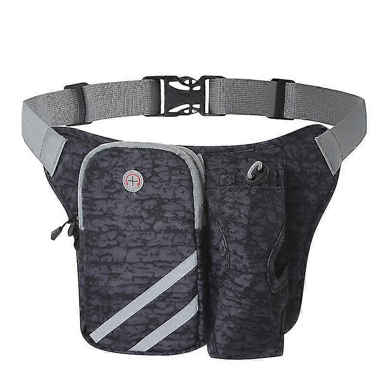 Sports Waist Pack Running Fanny Pack Hiking Fishing Waist Bag Water Bottle Holder - Black