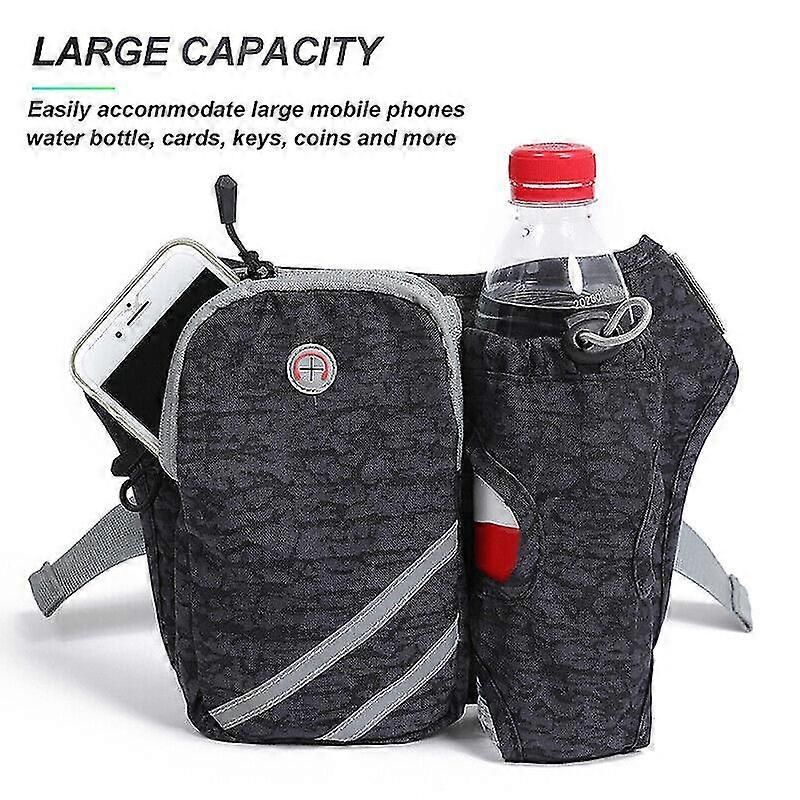 Sports Waist Pack Running Fanny Pack Hiking Fishing Waist Bag Water Bottle Holder - Black