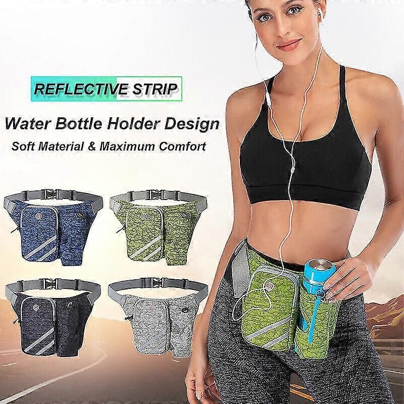 Sports Waist Pack Running Fanny Pack Hiking Fishing Waist Bag Water Bottle Holder - Blue