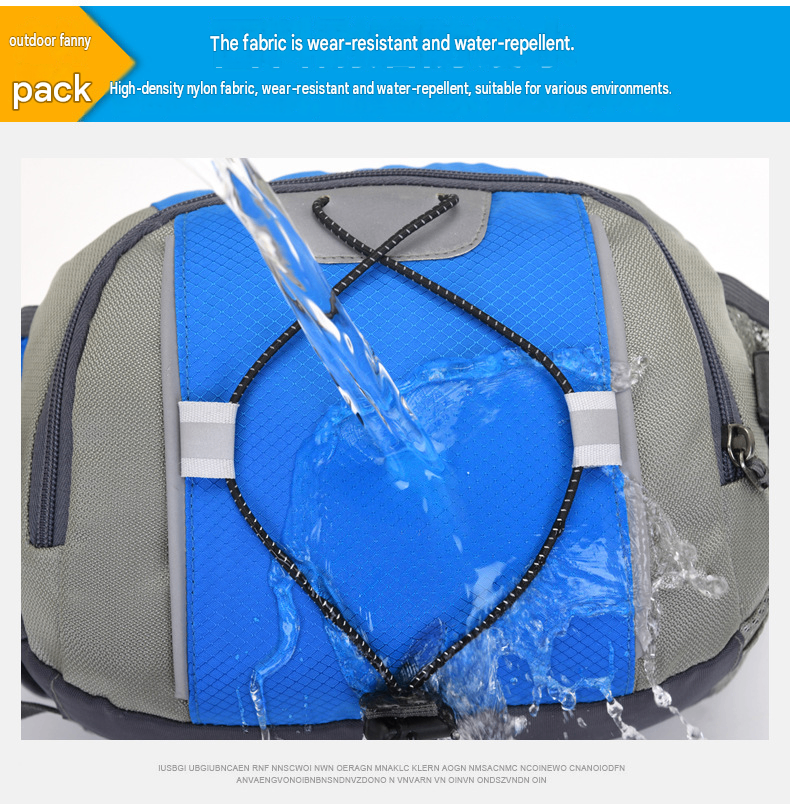 Running Waist Bag with Water Bottle Holder Reflective Strips Multi Pocket Outdoor Sports Fanny Pack - Lake Blue
