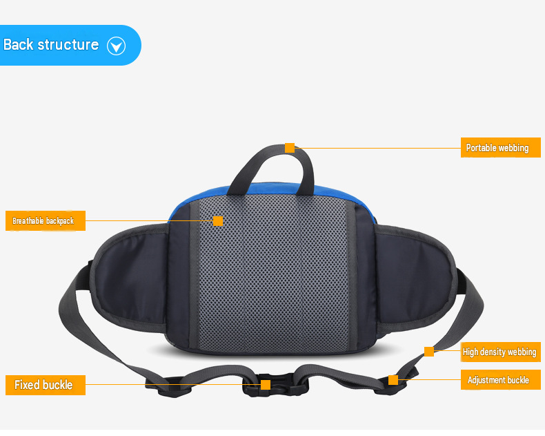 Running Waist Bag with Water Bottle Holder Reflective Strips Multi Pocket Outdoor Sports Fanny Pack - Orange
