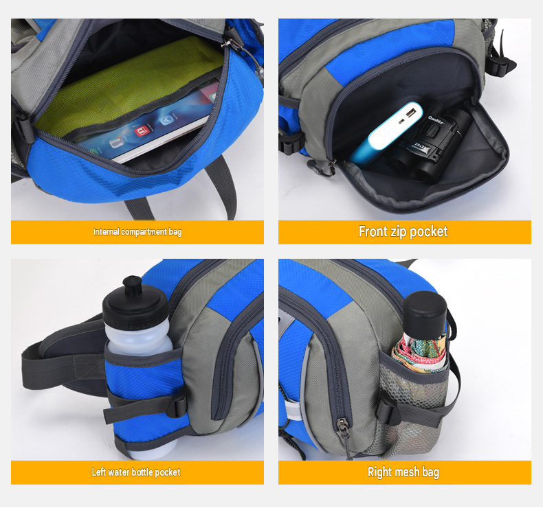 Running Waist Bag with Water Bottle Holder Reflective Strips Multi Pocket Outdoor Sports Fanny Pack - Green