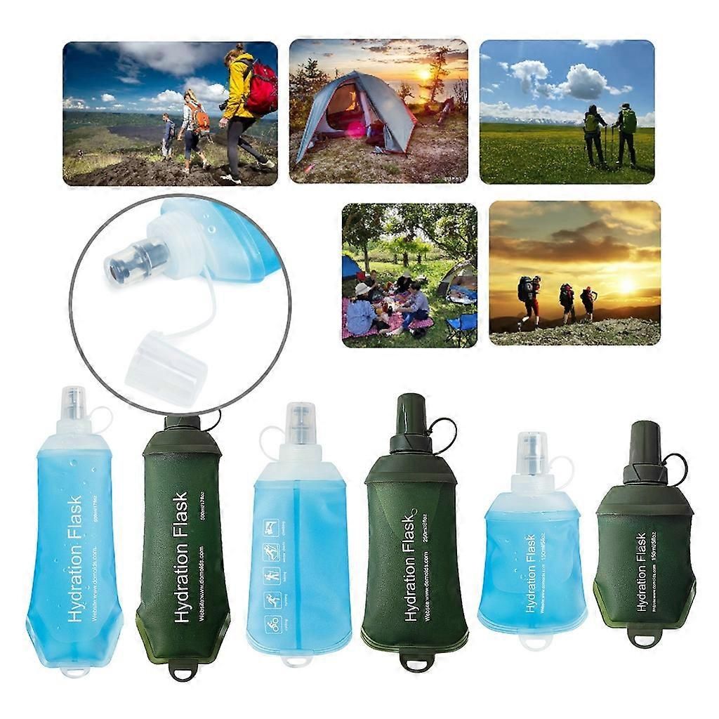 Collapsible Water Bottle Reusable Foldable Roll-Up Bottle Lightweight Space Saving for Hiking Camping Travel Sports Blue - 150ML