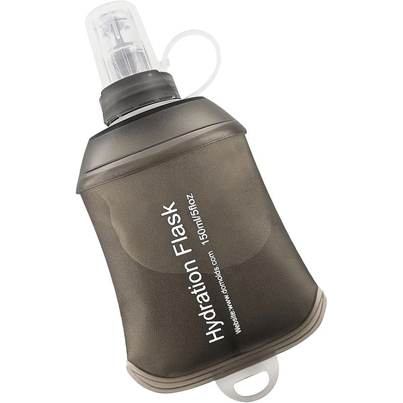 Collapsible Water Bottle Reusable Foldable Roll-Up Bottle Lightweight Space Saving for Hiking Camping Travel Sports Brown - 150ML