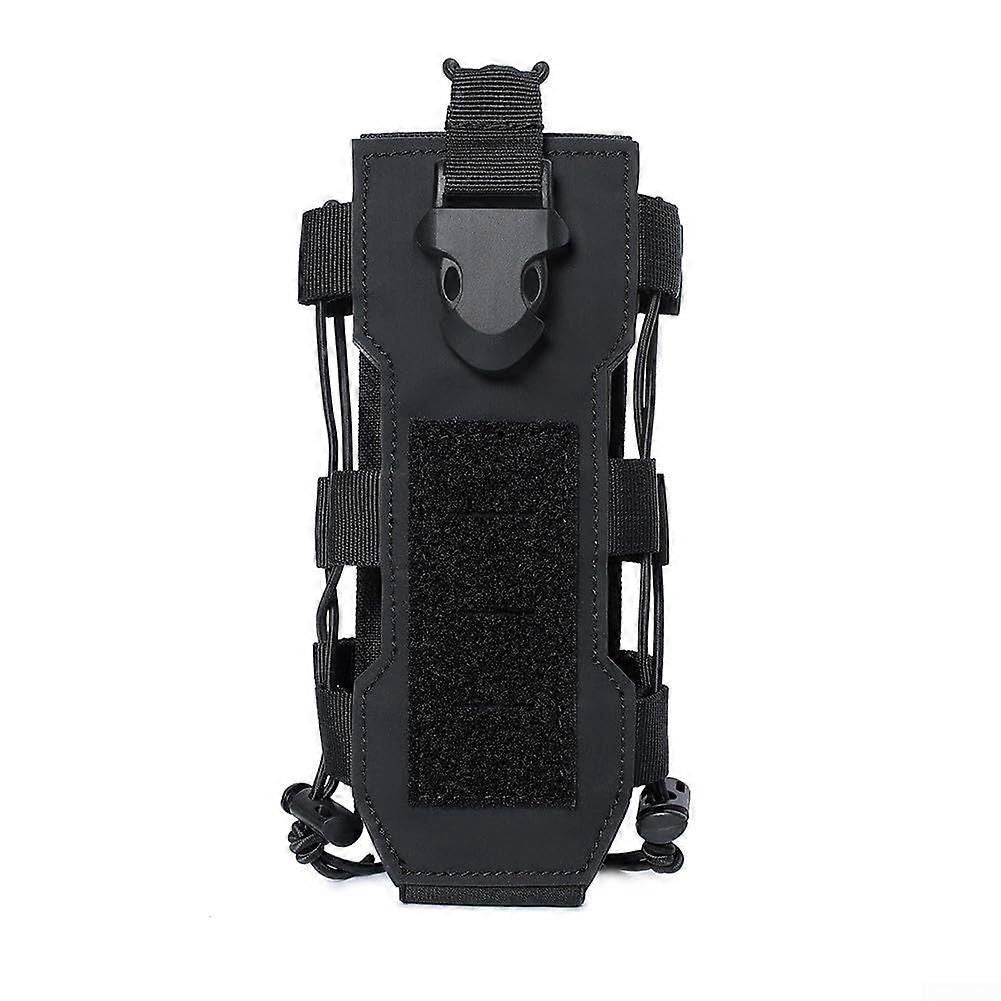 Water Bottle Holder Pouch with Molle Attachment and Buckle for Hiking - Black