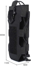 Water Bottle Holder Pouch with Molle Attachment and Buckle for Hiking - Black