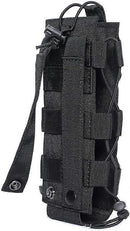 Water Bottle Holder Pouch with Molle Attachment and Buckle for Hiking - Black
