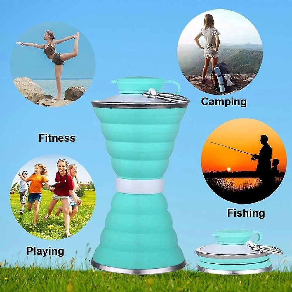 Collapsible Water Bottle, 500ml Sport Water Bottle, Foldable Water Bottles For Travel Gym Camping Hiking - White