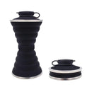 Collapsible Water Bottle, 500ml Sport Water Bottle, Foldable Water Bottles For Travel Gym Camping Hiking - Pure Black